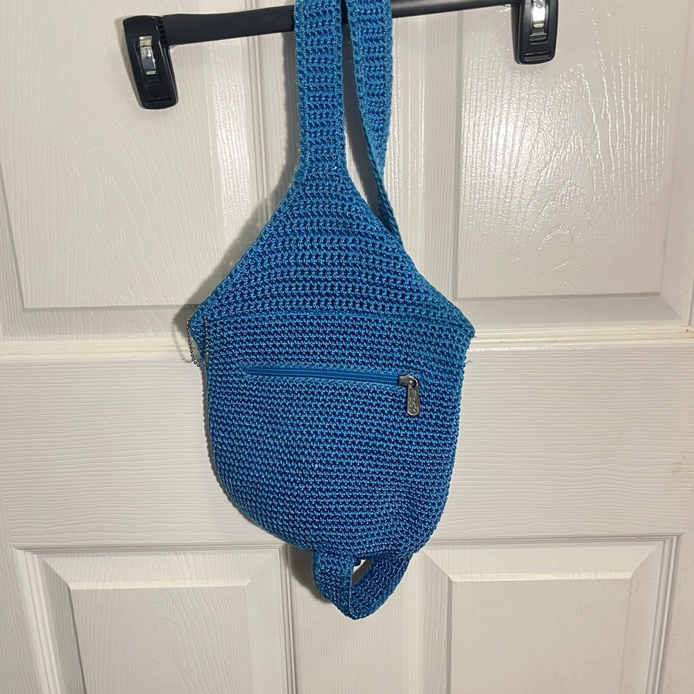The Sak blue crochet cross body